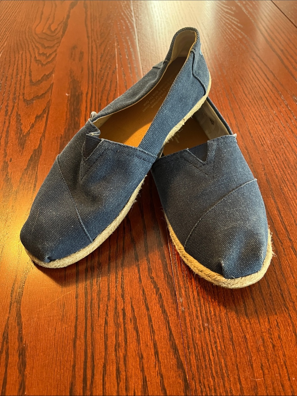 Toms Navy Canvas Slip-Ons with Brown Insole